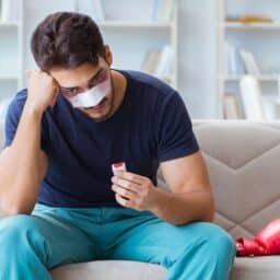 person with nosebleed