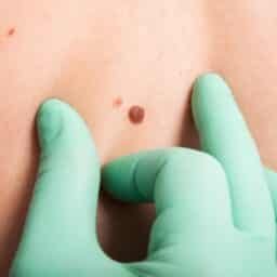 Doctor checking a mole on a person's back